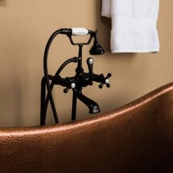 Harlow 71 Inch Copper Freestanding Double Slipper Bathtub - Medium Copper 12 Harlow 71 Inch Copper Freestanding Double Slipper Bathtub - Medium Copper -Bathroom Shop rmc2 m closeup