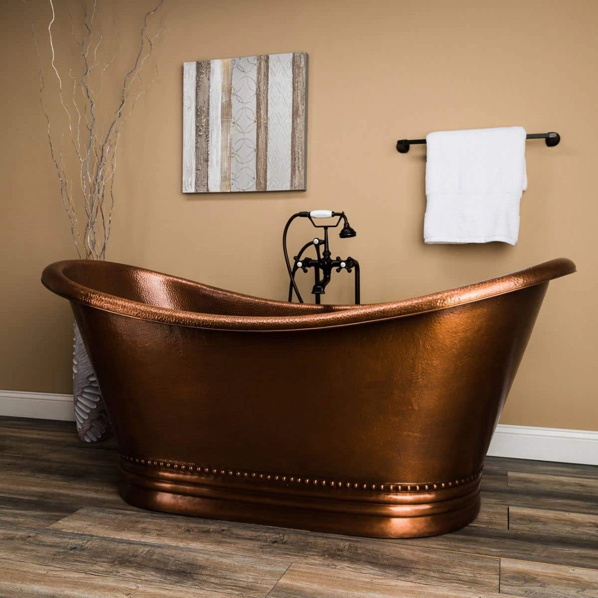 Harlow 71 Inch Copper Freestanding Double Slipper Bathtub - Medium Copper 3 Harlow 71 Inch Copper Freestanding Double Slipper Bathtub - Medium Copper - Image 3