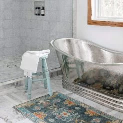 Melody 58 Inch Copper Freestanding Double Slipper Bathtub - Satin Nickel -Bathroom Shop rmc21 sn life2