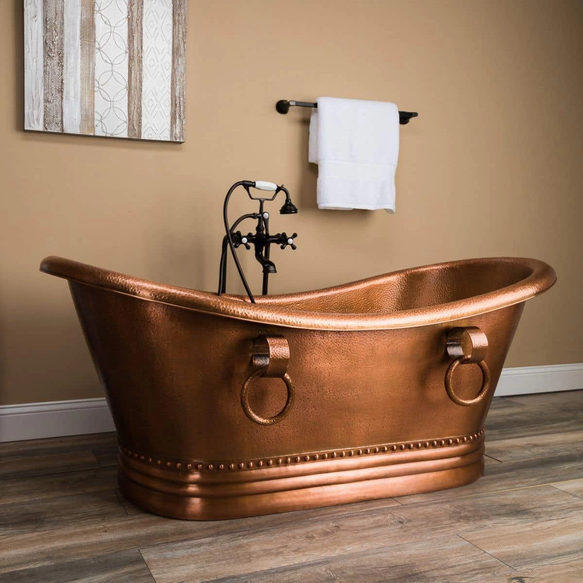 Abbott 66 Inch Copper Freestanding Double Slipper Bathtub - Medium Copper 4 Abbott 66 Inch Copper Freestanding Double Slipper Bathtub - Medium Copper - Image 4