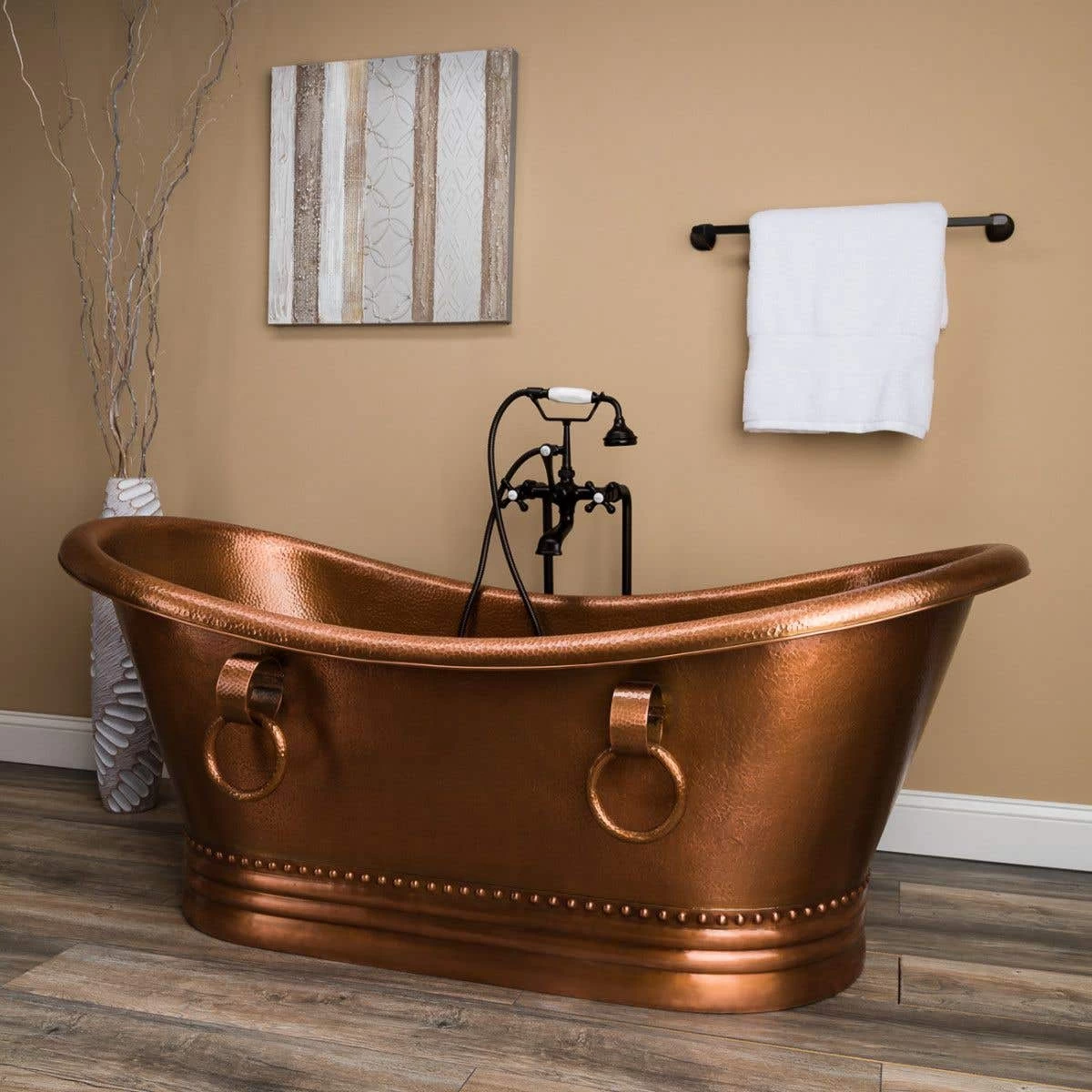 Abbott 66 Inch Copper Freestanding Double Slipper Bathtub - Medium Copper 3 Abbott 66 Inch Copper Freestanding Double Slipper Bathtub - Medium Copper - Image 3