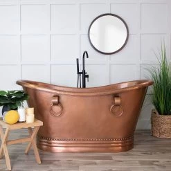 Abbott 66 Inch Copper Freestanding Double Slipper Bathtub - Medium Copper