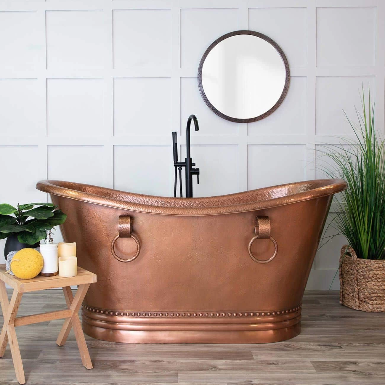 Abbott 66 Inch Copper Freestanding Double Slipper Bathtub - Medium Copper 1 Abbott 66 Inch Copper Freestanding Double Slipper Bathtub - Medium Copper