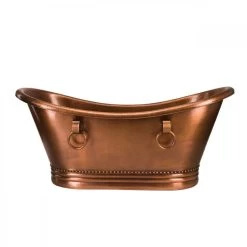 Hadley 71 Inch Copper Freestanding Double Slipper Bathtub - Medium Copper -Bathroom Shop rmc4 m front