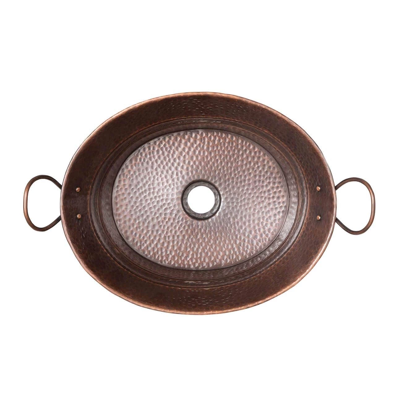 Hammered Copper Bucket Vessel Sink With Handles 3 Hammered Copper Bucket Vessel Sink With Handles - Image 3