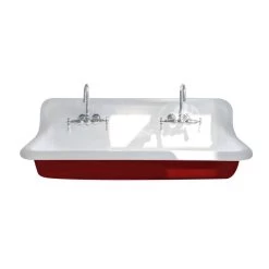 48 Inch Cast Iron Wall Mount Farmhouse Trough Sink 23 48 Inch Cast Iron Wall Mount Farmhouse Trough Sink -Bathroom Shop rmcastsink48 red white