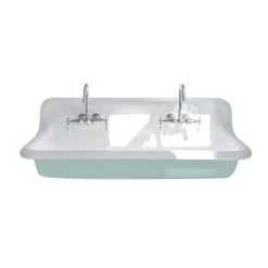 48 Inch Cast Iron Wall Mount Farmhouse Trough Sink 24 48 Inch Cast Iron Wall Mount Farmhouse Trough Sink -Bathroom Shop rmcastsink48 teal white