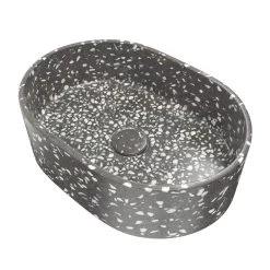 Terrazzo 14 Inch Oval Bathroom Sink -Bathroom Shop rmczz11 gt wh angle
