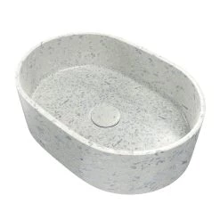 Terrazzo 14 Inch Oval Bathroom Sink -Bathroom Shop rmczz11 wt wh angle