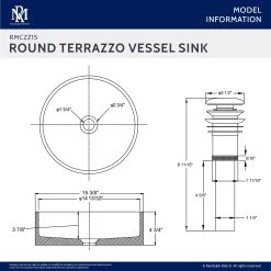 Terrazzo 14 Inch Round Bathroom Sink -Bathroom Shop rmczz15 specs
