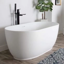 Mindy Matte White Double Ended Freestanding Tub -Bathroom Shop rmd8370 59 life side alt
