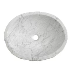 Lennox Italian Cararra White Marble Vessel Bathroom Sink -Bathroom Shop rmfa 337 top white