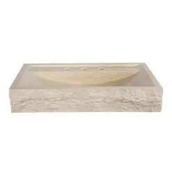 Camille Marble Rectangular Vessel Sink -Bathroom Shop rmfa 661 30 front white