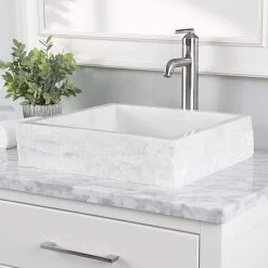 Asher Marble Rectangular Vessel Sink