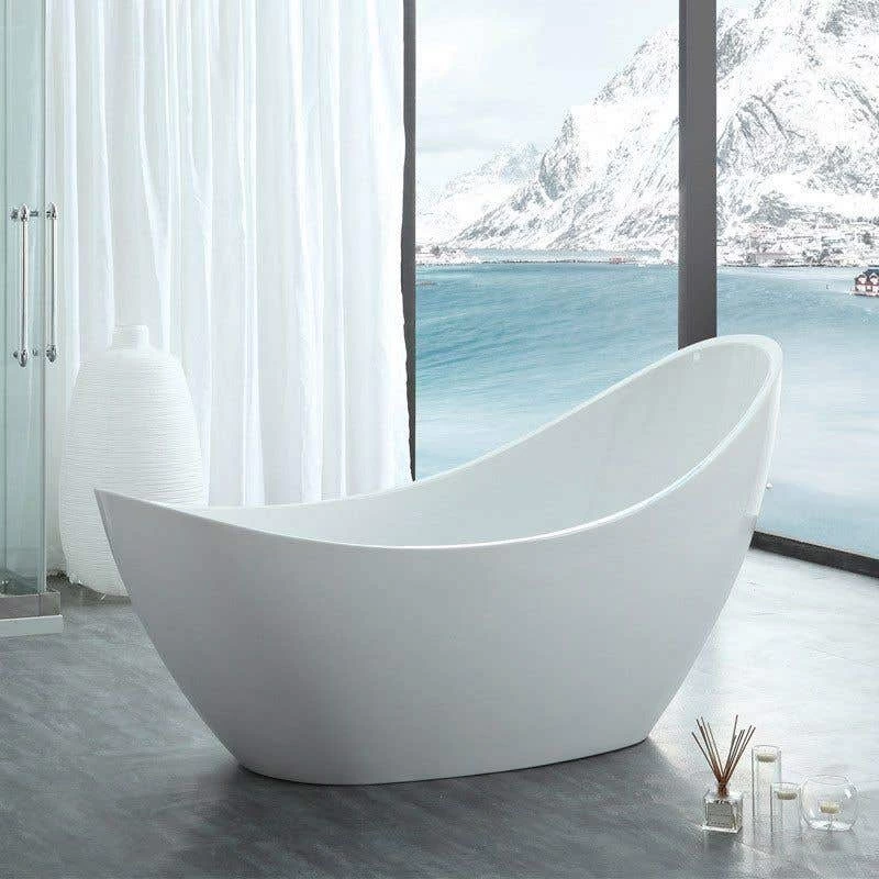 Crescent Acrylic Double Slipper Freestanding Tub - No Faucet Drillings 1 Crescent Acrylic Double Slipper Freestanding Tub - No Faucet Drillings
