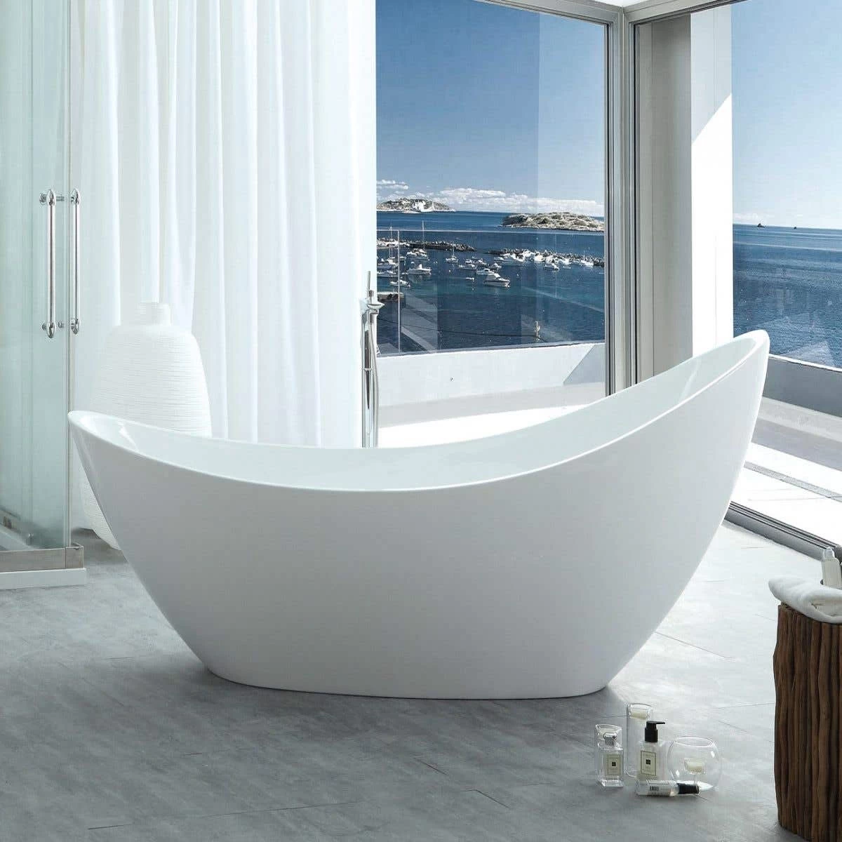 Crescent Acrylic Double Slipper Freestanding Tub - No Faucet Drillings 2 Crescent Acrylic Double Slipper Freestanding Tub - No Faucet Drillings - Image 2