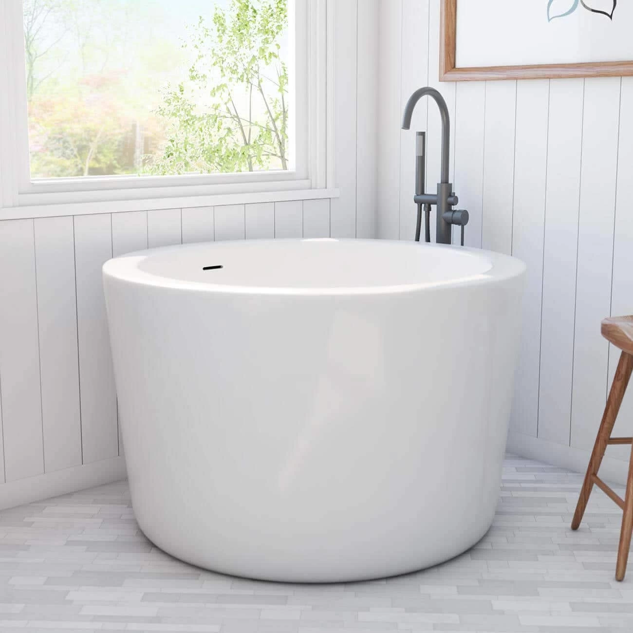 Kyoto 41 Inch Acrylic Round Japanese Soaking Tub 1 Kyoto 41 Inch Acrylic Round Japanese Soaking Tub