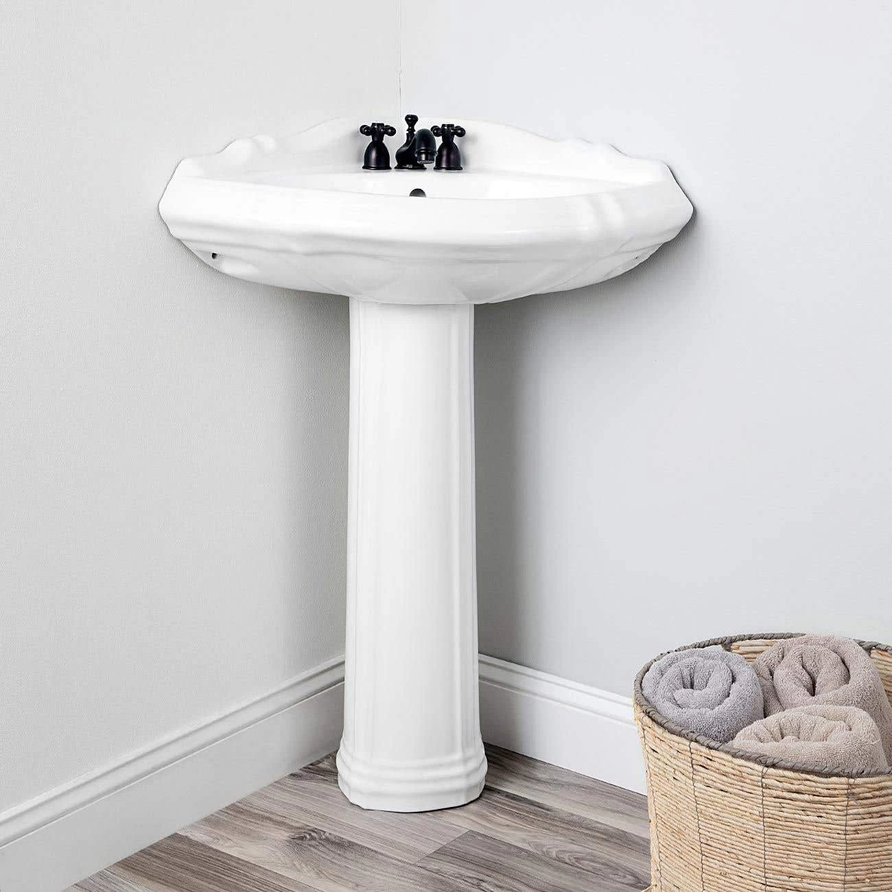 Alzata 26 Inch Corner Pedestal Sink 1 Alzata 26 Inch Corner Pedestal Sink
