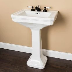 White 26 Inch Vintage Porcelain Pedestal Sink