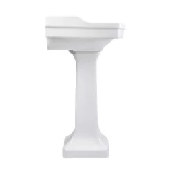 24 Inch Pedestal Sink -8 Inch Faucet Drillings - White -Bathroom Shop rmm069 8 wh side