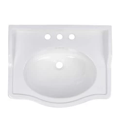 24 Inch Pedestal Sink -8 Inch Faucet Drillings - White -Bathroom Shop rmm069 8 wh top