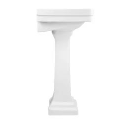 22 Inch Pedestal Sink -8 Inch Faucet Drillings - White -Bathroom Shop rmm071 8 wh side