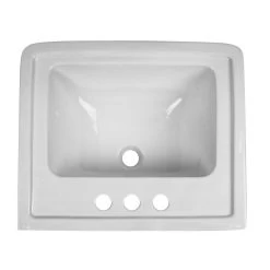 22 Inch Pedestal Sink -8 Inch Faucet Drillings - White -Bathroom Shop rmm071 8 wh top