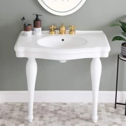Atwell 34 Inch Console Sink With Porcelain Legs