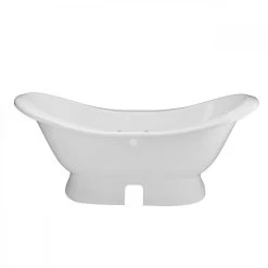 Mimi Cast Iron Double Slipper Pedestal Tub - Rim Faucet Drillings -Bathroom Shop rmped rim back