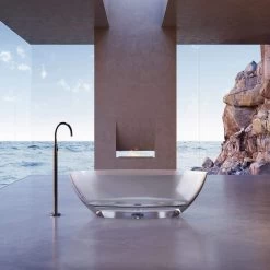 Floki 67 Inch Transparent Double Ended Solid Surface Freestanding Tub - Clear