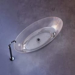 Floki 67 Inch Transparent Double Ended Solid Surface Freestanding Tub - Clear -Bathroom Shop rmtw8863 67 cl top byqsja9f8utwgkty