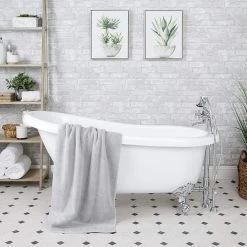 Bristol 62 Inch Acrylic Slipper Clawfoot Tub Package - White / Chrome Feet & Fixtures