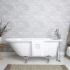 Heritage 60 Inch Cast Iron Clawfoot Tub Package With British Telephone Faucet With Fixtures - White / Chrome Feet & Fixtures