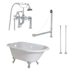 Norfolk 48 Inch Cast Iron Classic Clawfoot Tub Package - White / Chrome Fixtures