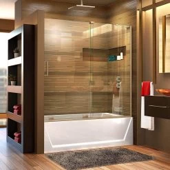 DreamLine Mirage X 56-60 Inch W X 58 Inch H Frameless Sliding Tub Door -Bathroom Shop shdr 1960580r 04 life