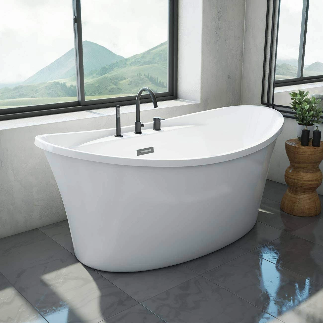 Silas Acrylic Double Slipper Freestanding Tub Package 1 Silas Acrylic Double Slipper Freestanding Tub Package