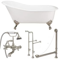 Charlotte 60 Inch Cast Iron Slipper Clawfoot Tub Package -Bathroom Shop tubset14bnbn 1 1