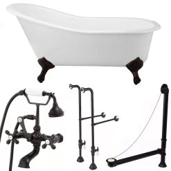 Charlotte 60 Inch Cast Iron Slipper Clawfoot Tub Package -Bathroom Shop tubset14orb 2