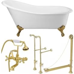 Charlotte 60 Inch Cast Iron Slipper Clawfoot Tub Package -Bathroom Shop tubset14pbpb 1