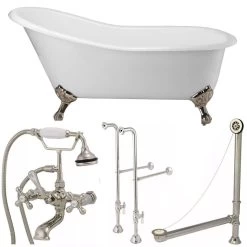 Charlotte 60 Inch Cast Iron Slipper Clawfoot Tub Package -Bathroom Shop tubset14pnpn 2