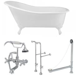 Charlotte 60 Inch Cast Iron Slipper Clawfoot Tub Package -Bathroom Shop tubset14whcp 2