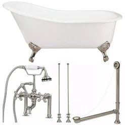 Charlotte Cast Iron Slipper Clawfoot Tub Package 8 Charlotte Cast Iron Slipper Clawfoot Tub Package -Bathroom Shop tubset16bnbn 1