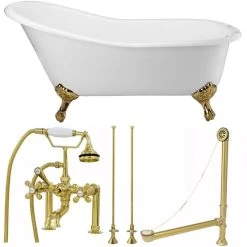 Charlotte Cast Iron Slipper Clawfoot Tub Package 10 Charlotte Cast Iron Slipper Clawfoot Tub Package -Bathroom Shop tubset16pbpb 1 1