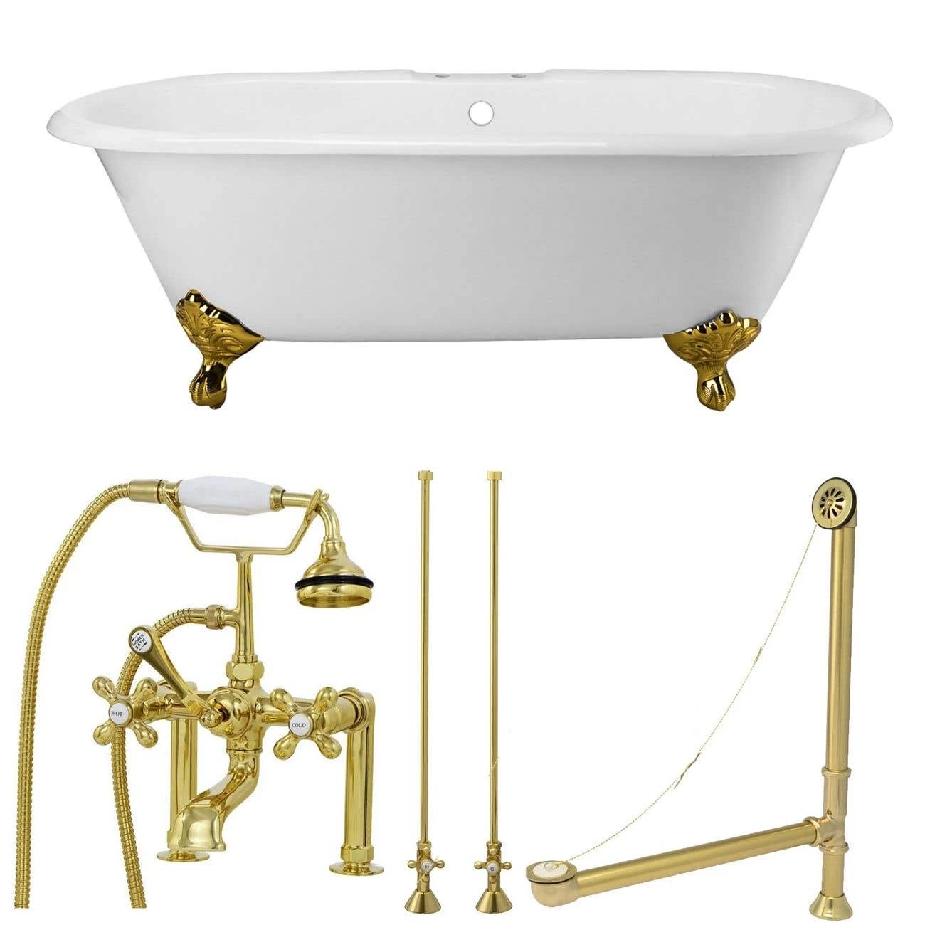 Cambridge Cast Iron Double Ended Clawfoot Tub Package - Rim Faucet Drillings 2 Cambridge Cast Iron Double Ended Clawfoot Tub Package - Rim Faucet Drillings - Image 2