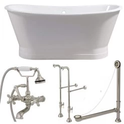 Devon 67 Inch Cast Iron Double Ended Skirted Tub Package -Bathroom Shop tubsetb bn 1