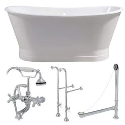 Devon 67 Inch Cast Iron Double Ended Skirted Tub Package -Bathroom Shop tubsetb cp 1 1