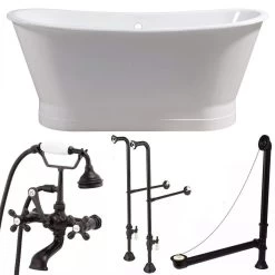 Devon 67 Inch Cast Iron Double Ended Skirted Tub Package -Bathroom Shop tubsetb orb 1