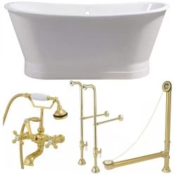 Devon 67 Inch Cast Iron Double Ended Skirted Tub Package -Bathroom Shop tubsetb pb 1