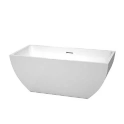 Rachel 59 Inch Acrylic Double Ended Freestanding Bathtub - No Faucet Drillings - White